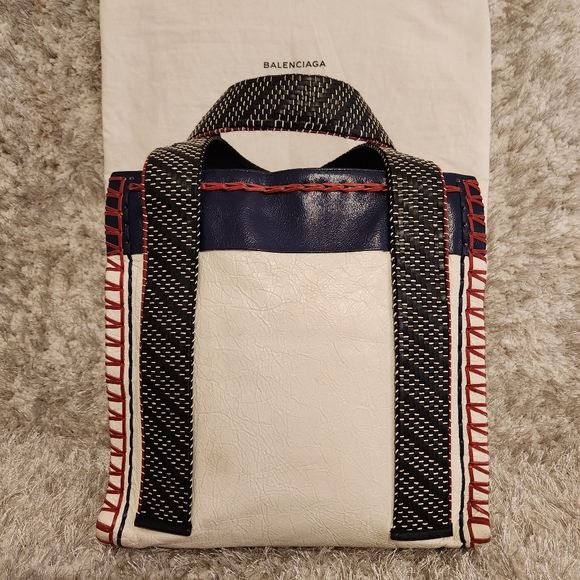 AUTHENTIC BALENCIAGA Scaffold Leather Tote Bag, Multi - Picture 2 of 16